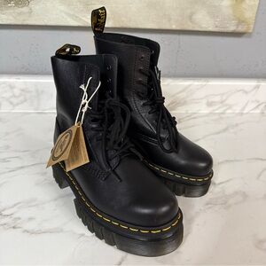 Dr. Martens Audrick 8-Eye Nappa Lux Leather Quad Platform Boots Shoes WMN 7